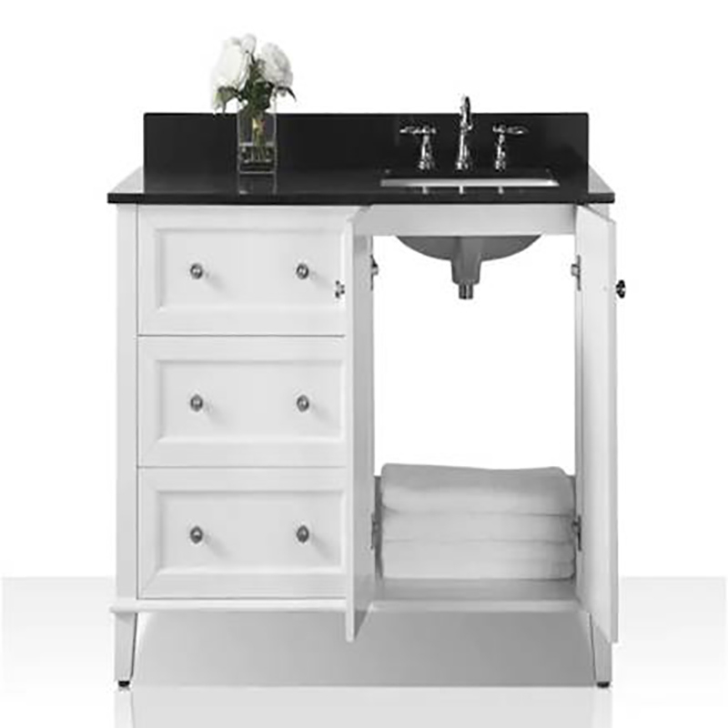 SolidWood MDF Natural Marble waterproof bathroom washbasin cabinet 36 Inch wth 3 drawers and 2 doors
